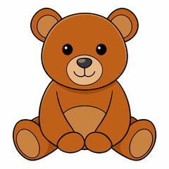 2D Teddy Bear in a Seated Pose on a White Background