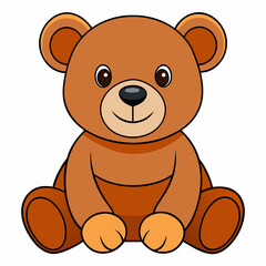2D Teddy Bear in a Seated Pose on a White Background