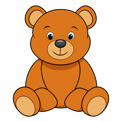 2D Teddy Bear in a Seated Pose on a White Background