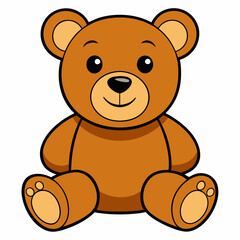 2D Teddy Bear in a Seated Pose on a White Background