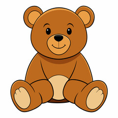 2D Teddy Bear in a Seated Pose on a White Background