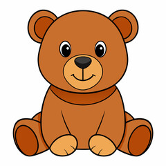 2D Teddy Bear in a Seated Pose on a White Background