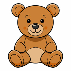 2D Teddy Bear in a Seated Pose on a White Background