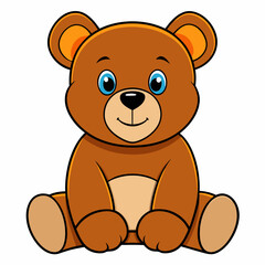 2D Teddy Bear in a Seated Pose on a White Background