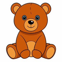 2D Teddy Bear in a Seated Pose on a White Background