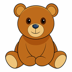 2D Teddy Bear in a Seated Pose on a White Background