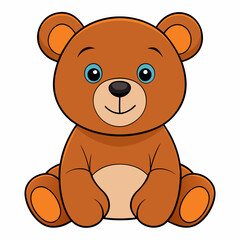 2D Teddy Bear in a Seated Pose on a White Background