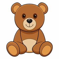 2D Teddy Bear in a Seated Pose on a White Background