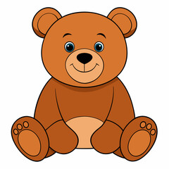 2D Teddy Bear in a Seated Pose on a White Background