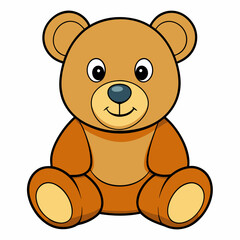 2D Teddy Bear in a Seated Pose on a White Background