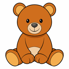 2D Teddy Bear in a Seated Pose on a White Background