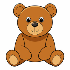 2D Teddy Bear in a Seated Pose on a White Background
