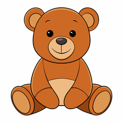 2D Teddy Bear in a Seated Pose on a White Background