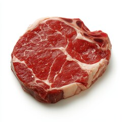 Obraz premium Raw beef ribeye steak silhouette showcasing its marbled texture and thickness.
