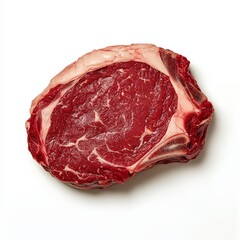 Obraz premium Raw beef ribeye steak silhouette showcasing its marbled texture and thickness.