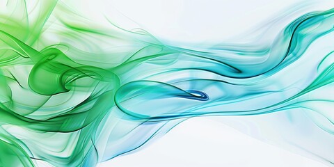 Large green and blue-white gradients, minimalism, and fluid momentum, green and bule pattern on whitein the of light green, gradients, rounded, neon andfluorescent