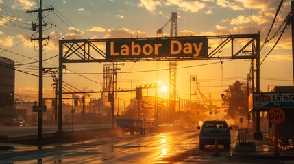 Labor Day text sign