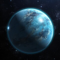 Fototapeta premium A Blue Planet in the Vast Expanse of Space