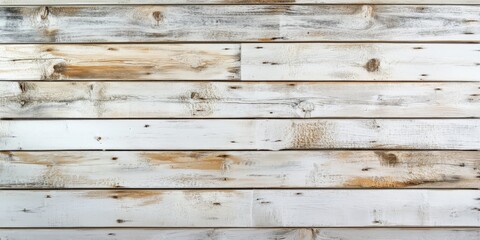 Naklejka premium Textured wooden planks with a weathered white finish on a wall