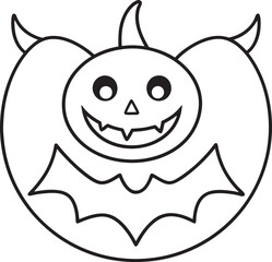 Halloween line art vector style illustration with white background.