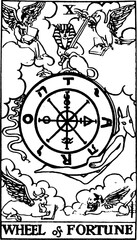  Wheel of fortune, an individual major arcana tarot card 