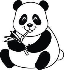 Easy Sitting Panda Illustration Coloring Page for Little Ones
