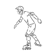 skate in line roller skater young sports recreation vector illustration