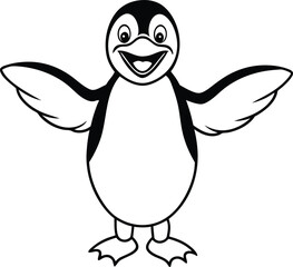 Penguin Coloring Page Illustration Outline Art for Children's Book