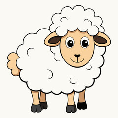 Minimalist Sheep on a White Background