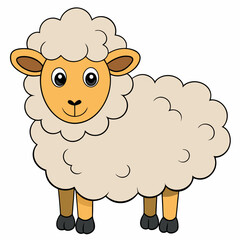 Minimalist Sheep on a White Background