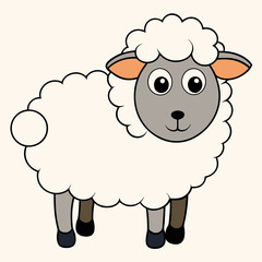 Minimalist Sheep on a White Background