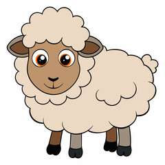 Minimalist Sheep on a White Background