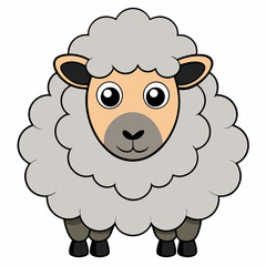 Minimalist Sheep on a White Background