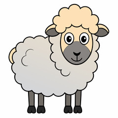 Minimalist Sheep on a White Background
