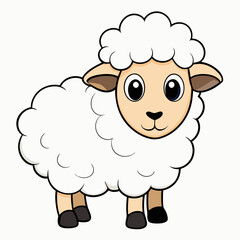 Minimalist Sheep on a White Background