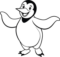 Penguin Coloring Page Outline Illustration Art for Children's Coloring Book