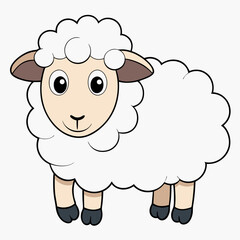 Minimalist Sheep on a White Background