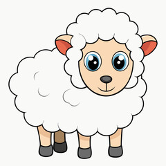 Minimalist Sheep on a White Background
