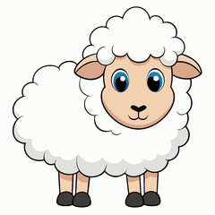 Minimalist Sheep on a White Background