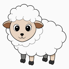 Minimalist Sheep on a White Background