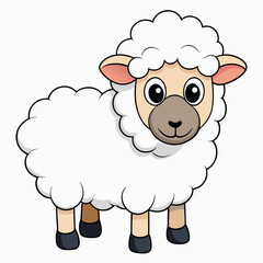Minimalist Sheep on a White Background