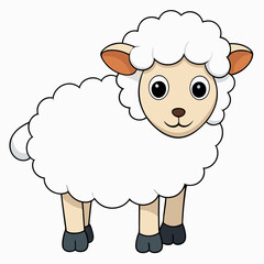 Minimalist Sheep on a White Background