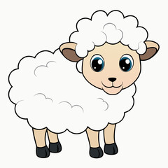 Minimalist Sheep on a White Background