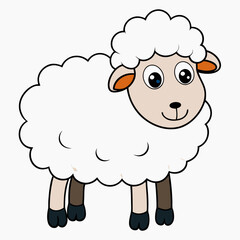 Minimalist Sheep on a White Background