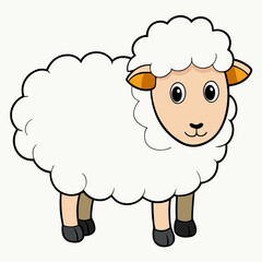 Minimalist Sheep on a White Background
