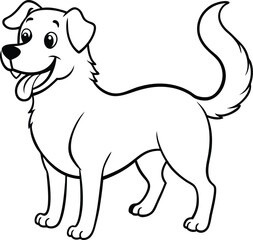 Unique Illustration Dog Coloring Page Outline Art for Children’s Activity Book
