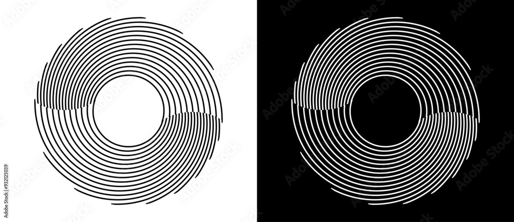 Leinwandbilder abstract background with lines in circle. art design spiral as logo or icon. a black figure on a whi