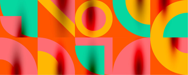 Neo memphis geometric pattern with circles, squares. Pop art abstract background for covers, banners, flyers and posters and other templates