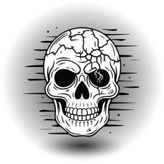 Skull in vintage stole Human skull in studio vector Ai generator