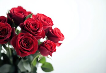 bouquet of red roses on a white background